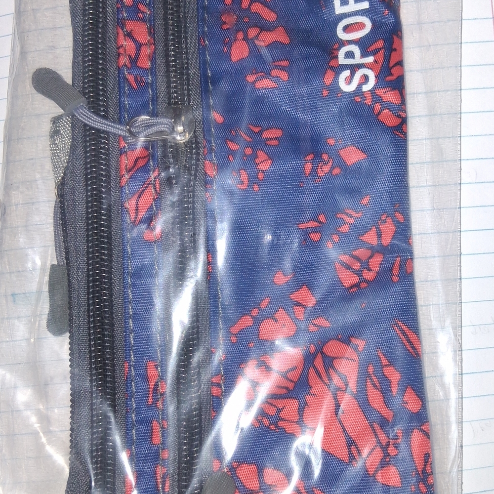 Men's Navy Blue and Red Sport Waist Bag